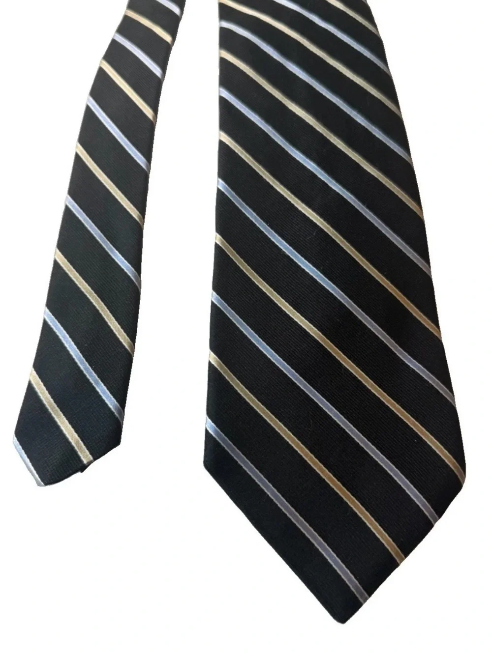 Nautica Black Blue and Tan Striped Rep Necktie